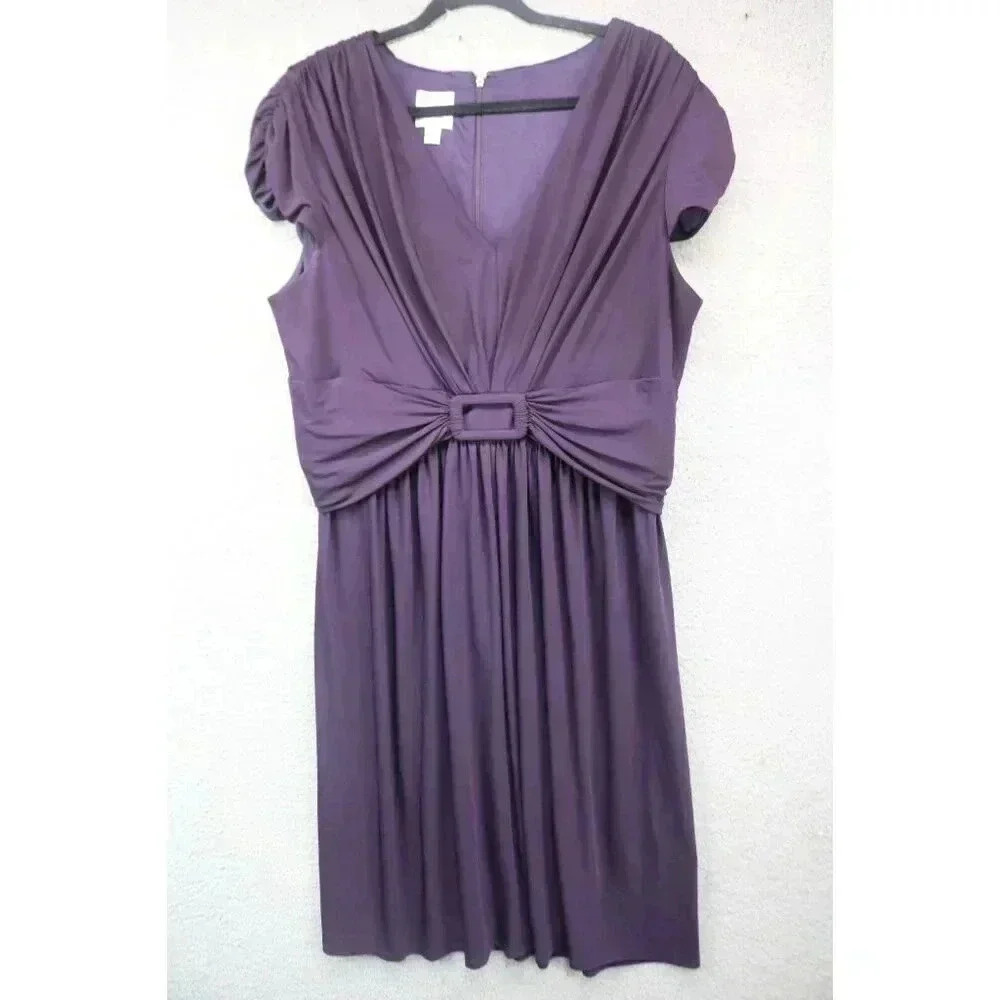 Suzi Chin for Maggy Boutique Purple A-Line Dress-Size 16W-Stretch